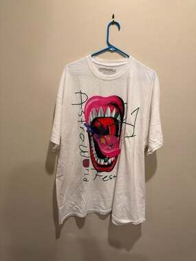 Travis Scott Astroworld Festival 2021 Mouth Graphic T-Shirt White Size XL